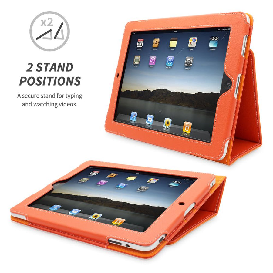 Snugg iPad 1 (2010) Leather Case, Flip Stand Cover - Black