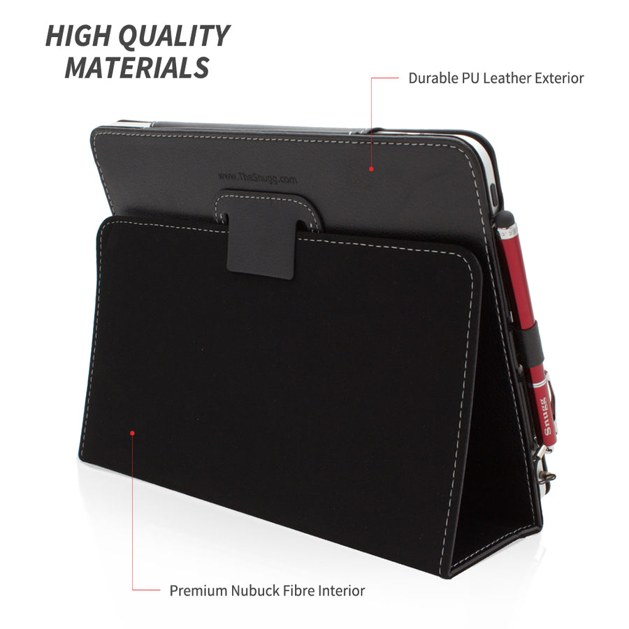 Snugg iPad 1 (2010) Leather Case, Flip Stand Cover - Black