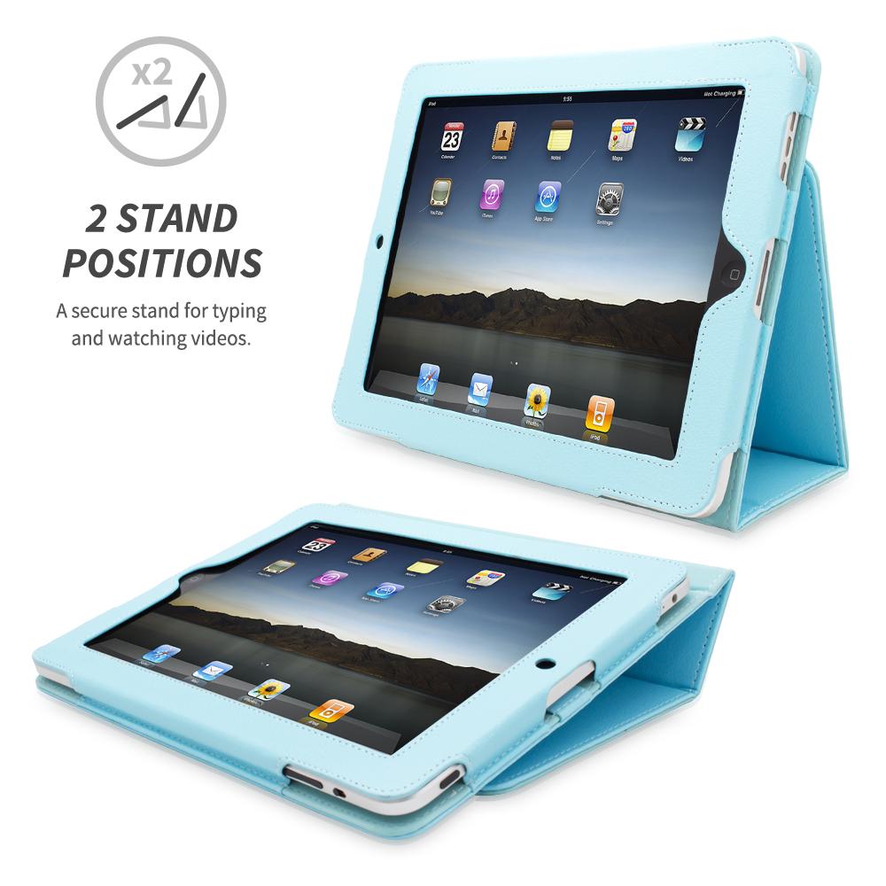 Snugg iPad 1 (2010) Leather Case, Flip Stand Cover - Black