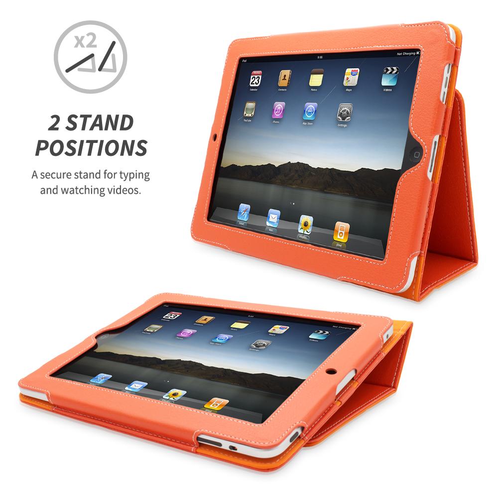 Snugg iPad 1 (2010) Leather Case, Flip Stand Cover - Black