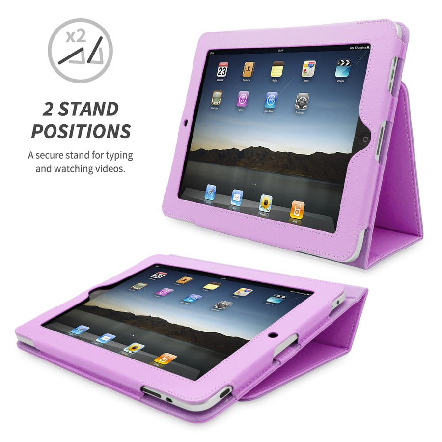 Snugg iPad 1 (2010) Leather Case, Flip Stand Cover - Black